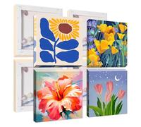 Jawecci Framed Flowers Paint by Numbers for Kids Age 8-12, 4Pack Flowers Painting by Numbers Kits Kids Adults, Art Painting on Canvas DIY Acrylic with All Tools for Home Decor 20x20cm