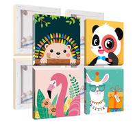 Jawecci Framed Paint by Numbers Cartoon for Kids Age 8-12, 4Pack Animals Painting by Numbers Kits Kids Adults, Art Painting on Canvas DIY Acrylic with All Tools for Home Decor 20x20cm