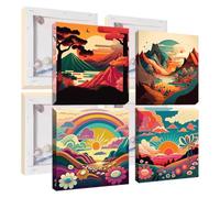 Jawecci Framed Paint by Numbers Landscape for Kids Age 8-12, 4Pack Scenery Painting by Numbers Kits Kids Adults, Art Painting on Canvas DIY Acrylic with All Tools for Home Decor 20x20cm