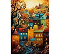 Jawecci House Diamond Painting Kits, 5D DIY Diamond Painting Tree Kits for Adults Beginners, Full Drill Round Diamond Art Craft Set Gifts 30X40cm