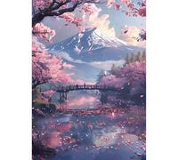 Jawecci Sakura Diamond Painting Kits, 5D DIY Diamond Painting Landscape Kits for Adults Beginners, Full Drill Round Diamond Art Painting Dots Craft Set Gifts 30X40cm