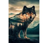 Jawecci Wolf Diamond Painting Kits for Adults Beginners - Mountain Diamond Art Kits for Adults, 5D Round Full Drill Diamond Painting DIY Gifts for Home Decor 30x40cm