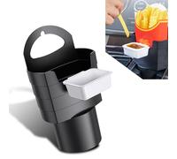 JawGrew French Fry Holder for Car, Multifunctional Dipping Sauce Organizer, Cup Holder Insert Portable Chicken Nugget Fries Storage Rack, Universal for Cars Cleanable Plastic Accessories (Black)