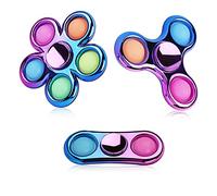 Jawhock 3 Pack Pop Fidget Spinner, Metal-Looking Push Bubble Fidget Spinner, Party Favor Sensory Simple Fidget Pack Hand Spinner for ADHD Anxiety Stress Relief for Kids