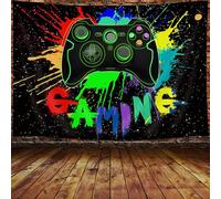 JAWO Gaming Tapestry, Cool Funny Game Room Wall Hanging Decoration for Boys Men Video Game Theme Wall Hanging Hippie Funny Black Blue Tapestry, Aesthetic Tapestry for Bedroom Living Room 71X60 Inches
