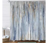 JAWO Small Stall Shower Curtain 47x64 Half Size - Blue Abstract Waterproof Fabric Shower Curtains for Bathroom, Cute Modern Aesthetic Abstract Strip RV Camper Narrow Bath Curtain with Hooks