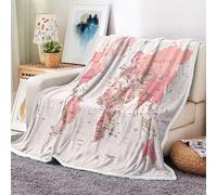 JAWO World Map Throw Blanket, Countries and Major Cities Blankets for Teens Kids Boys Girls, Map of The World Throw Blanket for Couch Sofa Bed Travel Camping, 50X60in, Pink