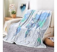 JAWO World Map Throw Blanket, Countries and Major Cities Blankets for Teens Kids Boys Girls, Map of The World Throw Blanket for Couch Sofa Bed Travel Camping, 60X70in, Blue