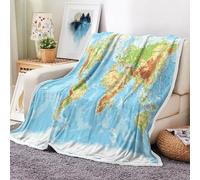 JAWO World Map Throw Blanket, Countries and Major Cities Blankets for Teens Kids Boys Girls, Map of The World Throw Blanket for Couch Sofa Bed Travel Camping, 50X60in, Multi