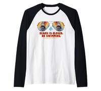 Jaws 2025 Beach is Closed No Swimming Raglan Baseball Tee