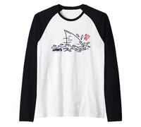 Jaws 2025 Bite Me Shark Art Raglan Baseball Tee