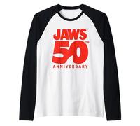 Jaws 50th Anniversary Bold Logo Shark Fin Raglan Baseball Tee