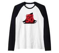 Jaws 50th Anniversary Fear in Red and Black Raglan Baseball Tee