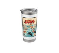 Jaws 50th Anniversary Poster Amity Sticker Collage 2-Sided Stainless Steel Insulated Tumbler