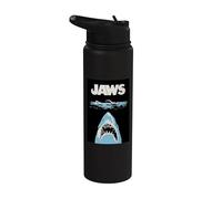 Jaws 50th Anniversary Poster Dark Water Front & Back Stainless Steel Insulated Water Bottle