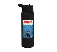 Jaws 50th Anniversary Poster Pop Art Style Front & Back Stainless Steel Insulated Water Bottle