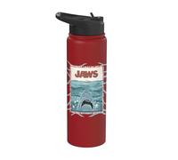 Jaws 50th Anniversary Poster Retro Waves Front & Back Stainless Steel Insulated Water Bottle