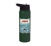 Jaws 50th Anniversary Poster Retro Waves Front & Back Stainless Steel Insulated Water Bottle