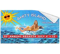 Jaws Amity Island Movie Poster Bath Towel - (140cm x 70cm) Multicoloured