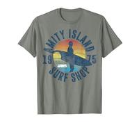 Jaws Amity Island Surf Shop 1975 Retro Logo T-Shirt, Men, Olive Heather, Medium