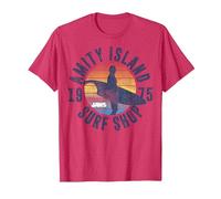 Jaws Amity Island Surf Shop 1975 Retro Logo T-Shirt, Men, Red Heather, Large