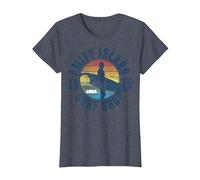 Jaws Amity Island Surf Shop 1975 Retro Logo T-Shirt, Women, Heather Blue, Medium
