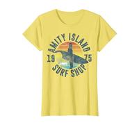 Jaws Amity Island Surf Shop 1975 Retro Logo T-Shirt, Women, Lemon Yellow, X-Small