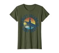 Jaws Amity Island Surf Shop 1975 Retro Logo T-Shirt, Women, Olive Green, X-Small