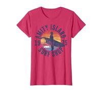Jaws Amity Island Surf Shop 1975 Retro Logo T-Shirt, Women, Red Heather, X-Small
