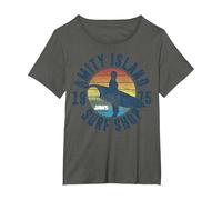 Jaws Amity Island Surf Shop 1975 Retro Logo T-Shirt, Women's Plus, Asphalt Grey, 1X