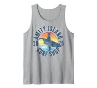 Jaws Amity Island Surf Shop 1975 Retro Logo Tank Top, Men, Heather Grey, Large