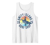 Jaws Amity Island Surf Shop 1975 Retro Logo Tank Top, Men, White, Medium