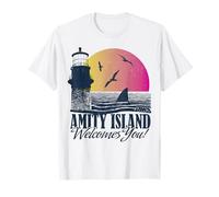 Jaws Amity Island Welcomes You Lighthouse Sunset Portrait T-Shirt