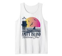 Jaws Amity Island Welcomes You Sunset Tank Top