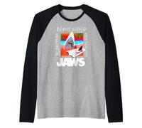 Jaws Beach Closed Surf Warning Raglan Baseball Tee