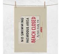 Jaws Beach Closed Tea Towel