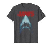 Jaws Distressed Shark Portrait Logo T-Shirt, Men, Dark Heather Grey, 3X-Large