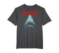 Jaws Distressed Shark Portrait Logo T-Shirt, Men's Big and Tall, Dark Heather Grey, 2X Tall