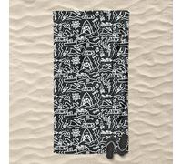 Jaws Doodle Pattern Beach Towel