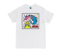 Jaws Graffiti Art White T Shirt