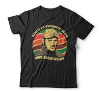 Jaws Here’s to Swimming with Bow-Legged Women Unisex T-Shirt | Retro Quint Quote Tee - L Black