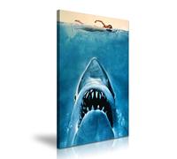 Jaws Horror Film Movie White Shark Attack Steven Spielberg Vintage Art Poster Print Canvas Wall Art Best Gift for Home Office Gym Hotel Decoration (S: 31cm X 46cm)