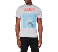 Jaws Men's Movie Poster Regular Fit Crew Neck Short Sleeve T - Shirt, Grey (Grey Marl SPO), X-Large