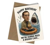 Jaws Movie Birthday Card Reproduction Pre Printed - Funny Caricature with Reproduction Printed Autograph | Movie Memorabilia, Humorous Birthday Gift for Film Fans and Collectors No1980