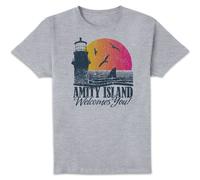 Jaws Official Welcome To Amity Island T-Shirt in Grey | Size: XL Jaws Grey XL
