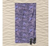Jaws Purple Doodle Pattern Beach Towel