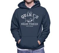 Jaws Quints Shark Fishing Men's Hooded Sweatshirt Navy Blue
