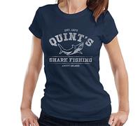 Jaws Quints Shark Fishing Women's T-Shirt Navy Blue