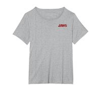 Jaws Red Left Chest Pocket Logo T-Shirt, Women's Plus, Heather Grey, 2X