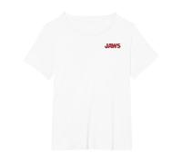 Jaws Red Left Chest Pocket Logo T-Shirt, Women's Plus, White, 2X